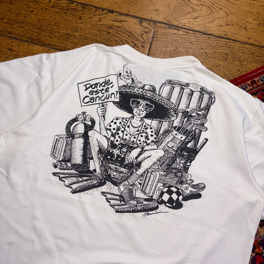 Vintage 90s Cancun White Funny Single Stitch Graphic T-Shirt - XL