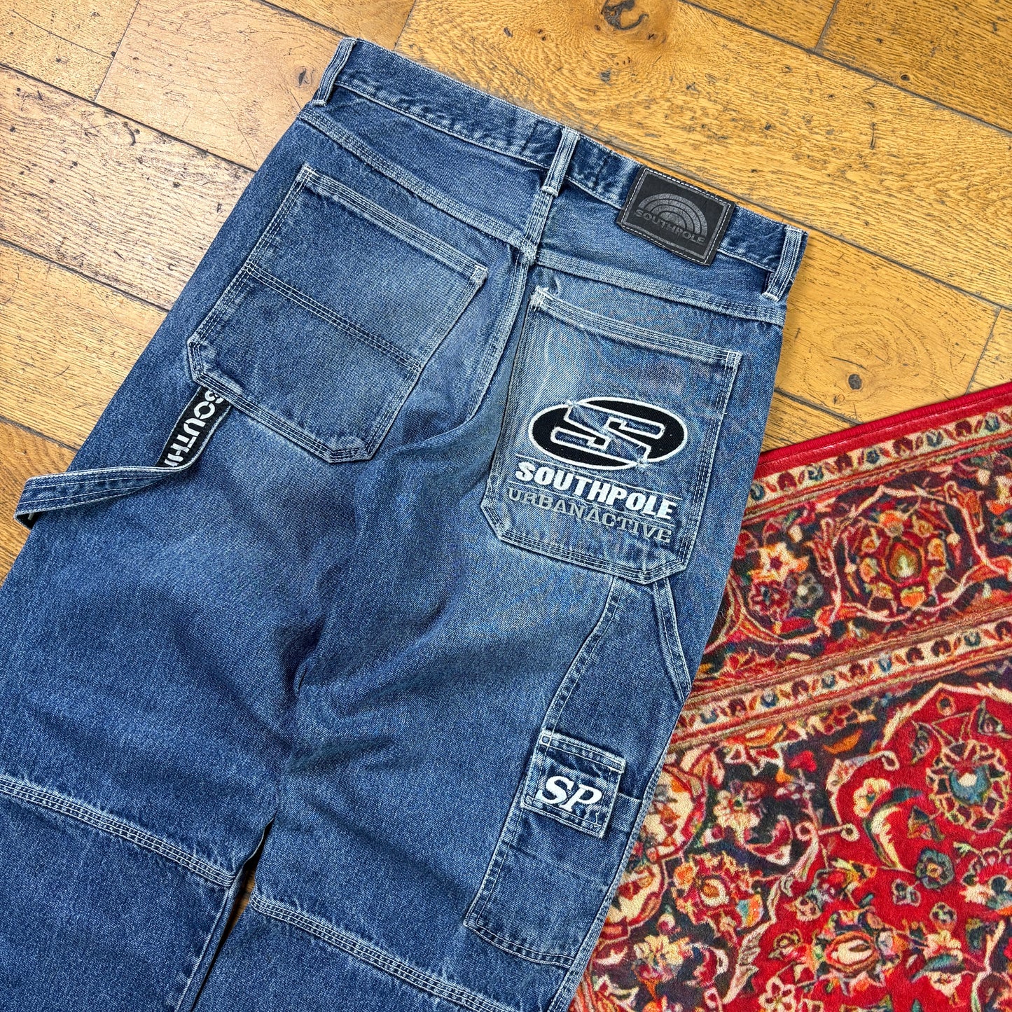 Vintage Southpole Function Blue Embroidered Y2K Hip Hop Baggy Jeans - 31