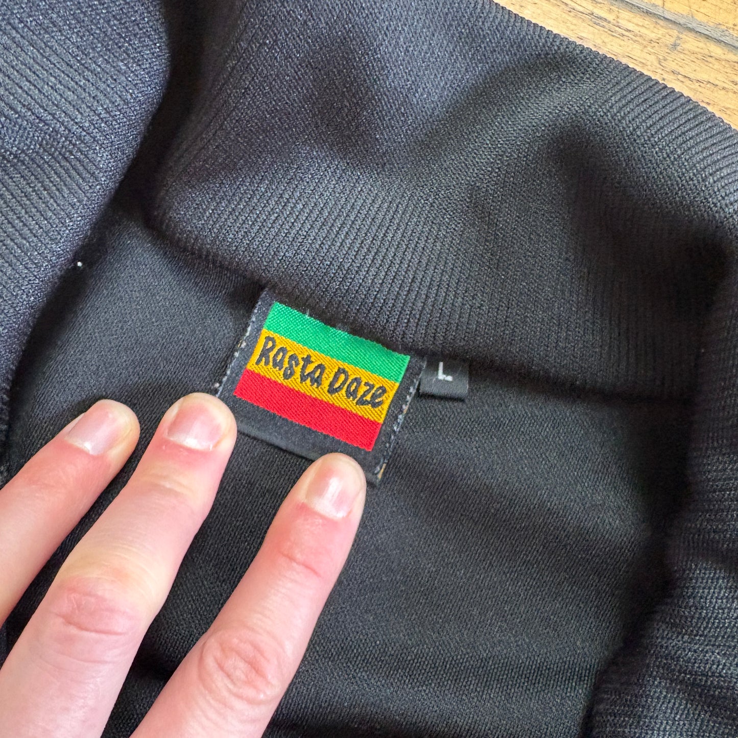 Vintage Rasta Daze Jamaica Black Tracksuit Track Shell Windbreaker Jacket - M