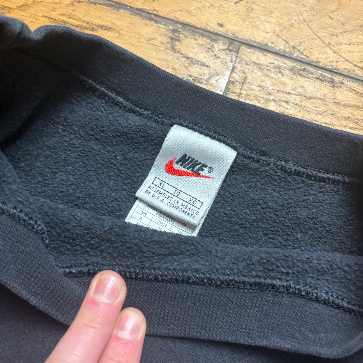 Vintage 90s Nike Black Swoosh Embroidered Sweatshirt - XL