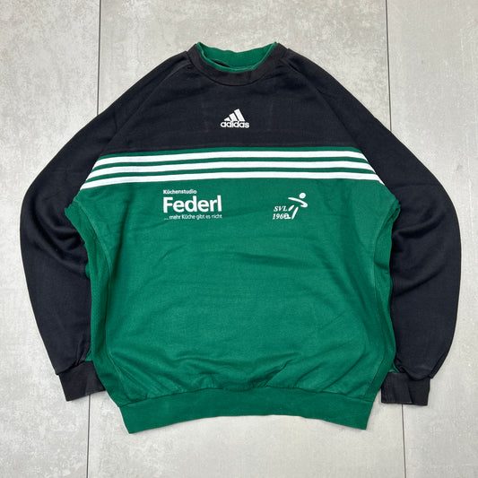 Vintage 90s Adidas Embroidered Green Sweatshirt - XL