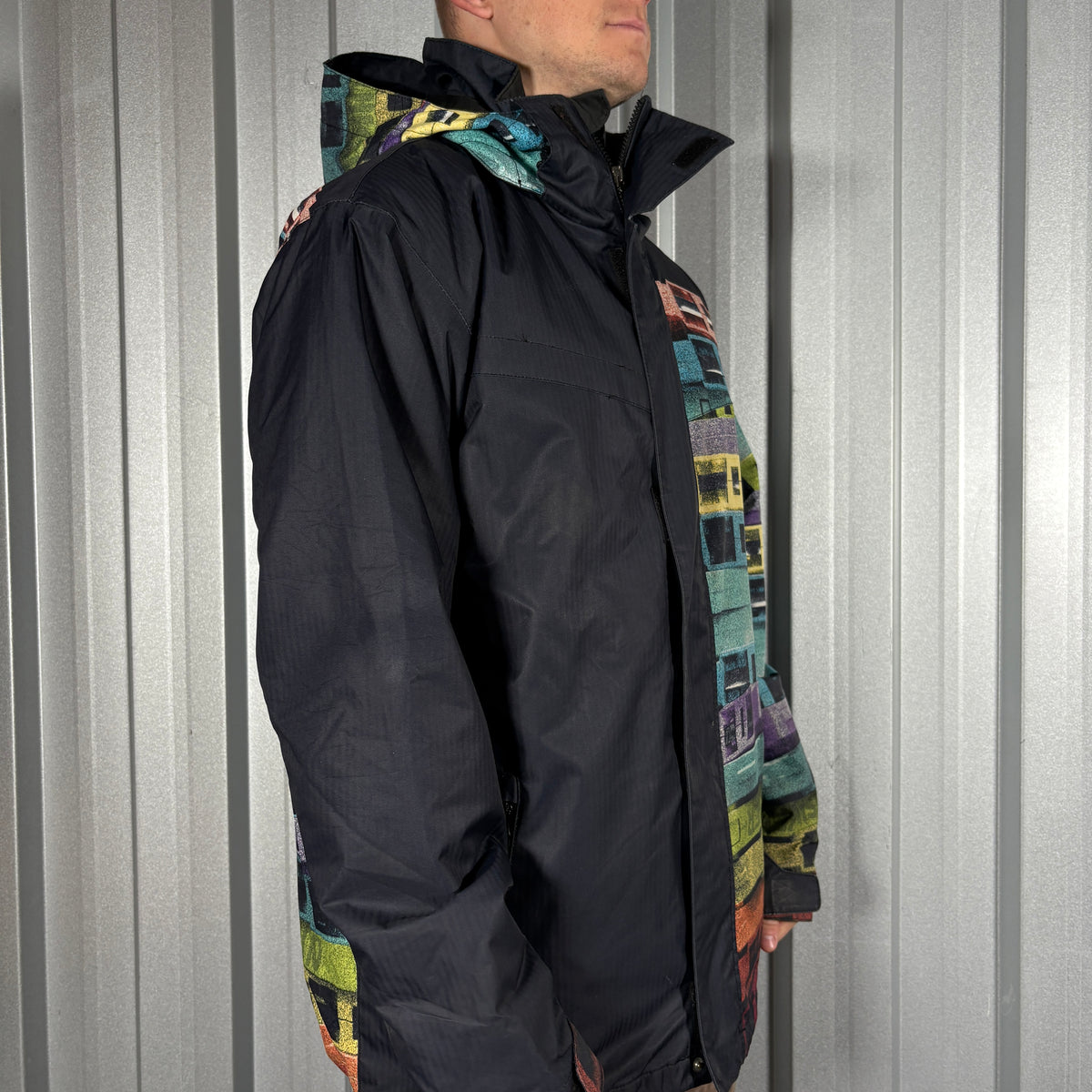 Quiksilver Navy Pattern Ski Snow Technical Coat - M