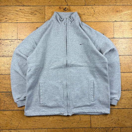 Vintage Nike Grey Zip Embroidered Sweatshirt - M