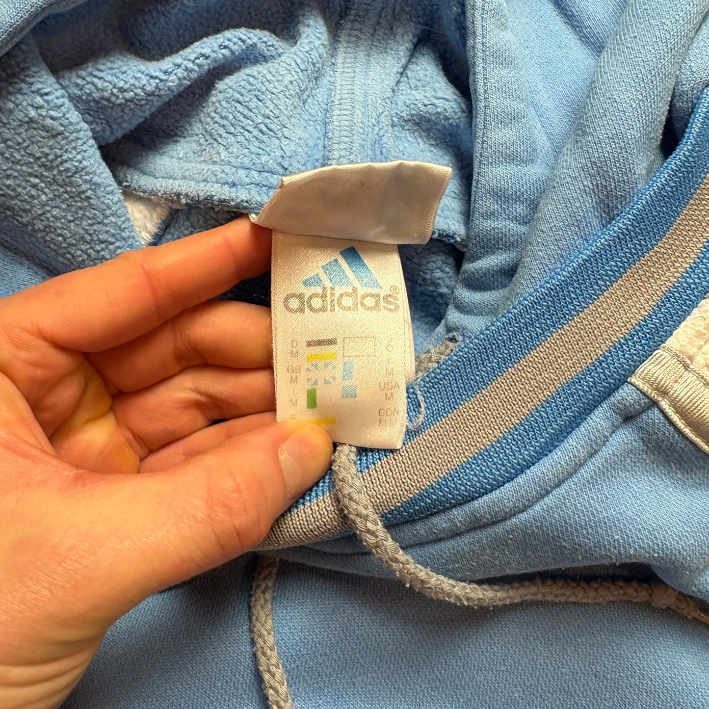 Vintage 90s Adidas Basketball Blue Embroidered Hoodie Sweatshirt - L