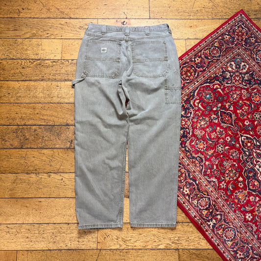 Vintage Lee Grey Brown Carpenter Workwear Baggy Trousers - 36R