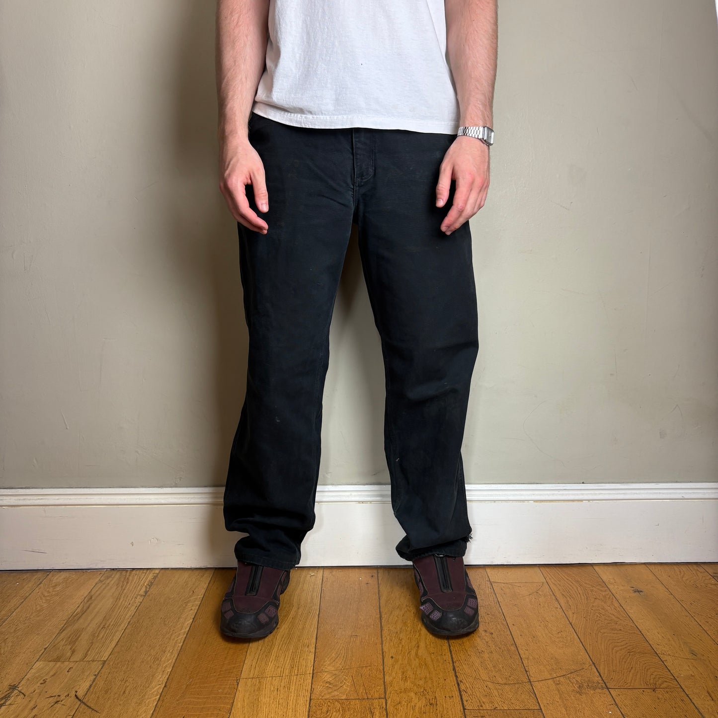 Vintage Carhartt Black Workwear Carpenter Baggy Trousers - 34L