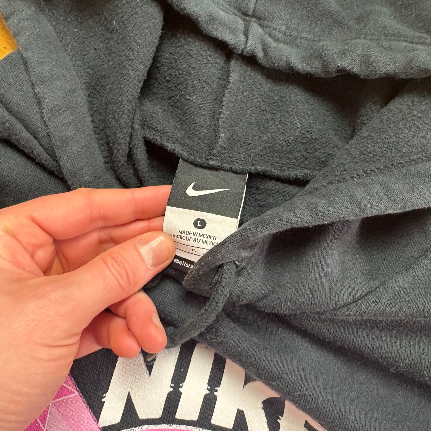 Vintage Nike Black Centre Swoosh Hoodie Embroidered Sweatshirt - L
