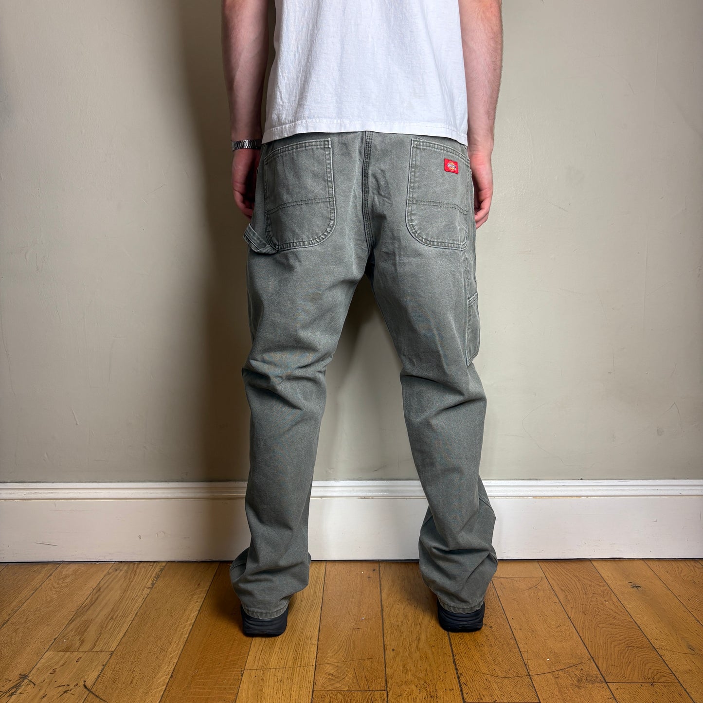 Vintage Dickies Green Khaki Workwear Carpenter Baggy Trousers - 36S