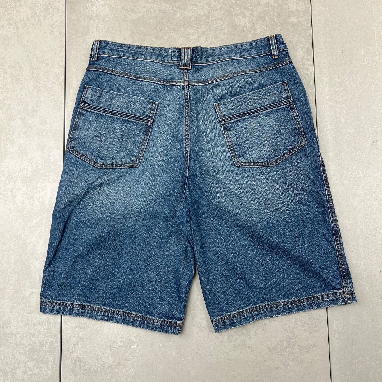 Vintage Embroidered Hip Hop Baggy Blue Shorts Jorts - 38