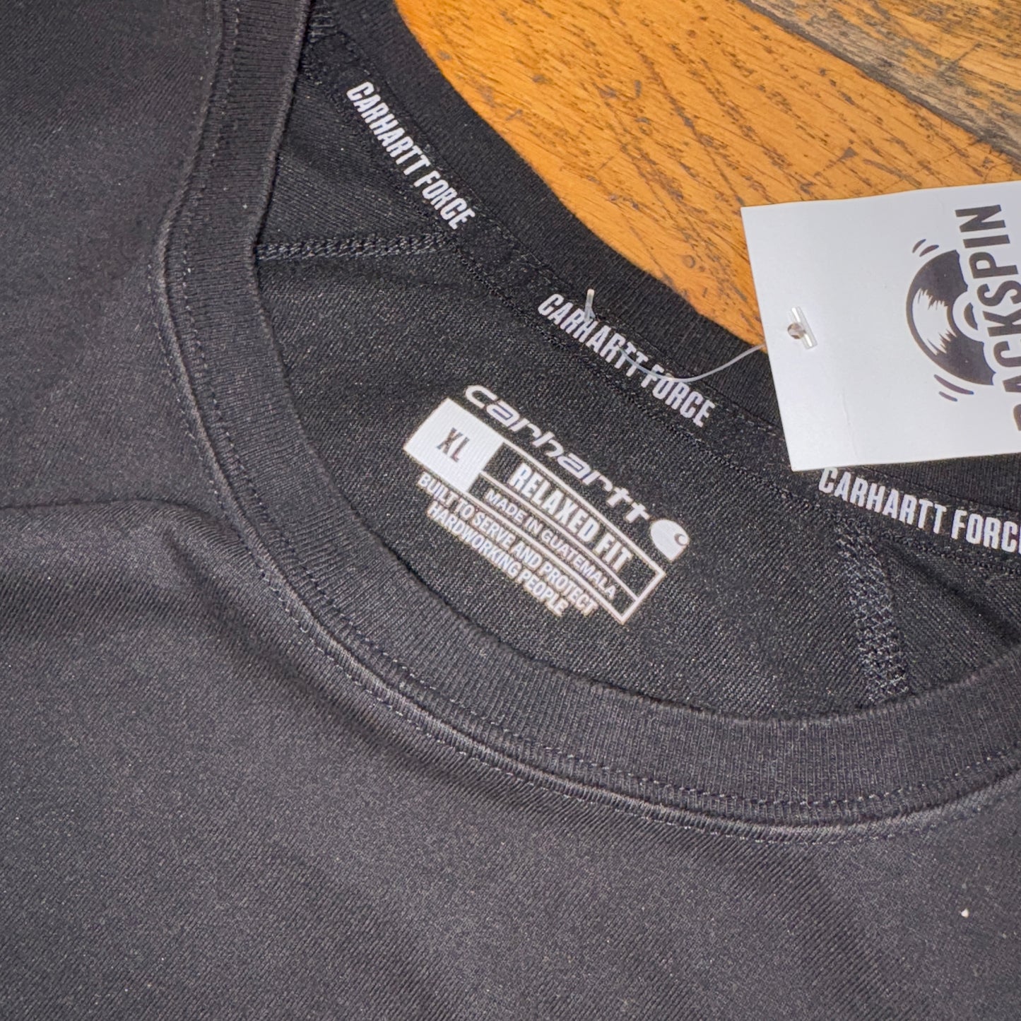 Vintage Carhartt Force Pocket Logo Black T-Shirt - XL