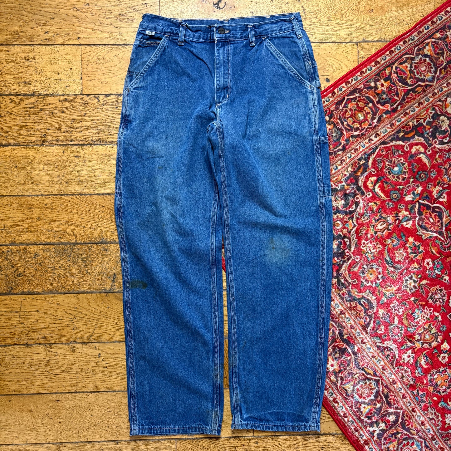 Vintage Carhartt Workwear Carpenter Baggy Blue Jeans - 33R