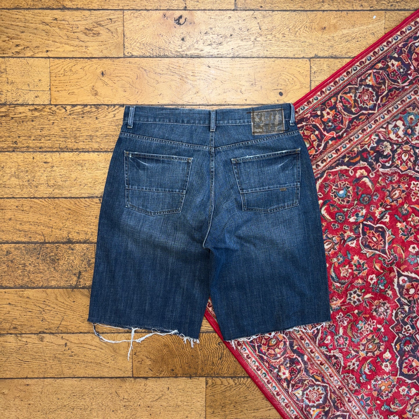 Vintage Embroidered Hip Hop Baggy Shorts Blue Jorts - 36