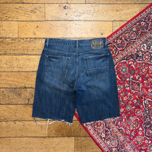 Vintage Embroidered Hip Hop Baggy Shorts Blue Jorts - 36