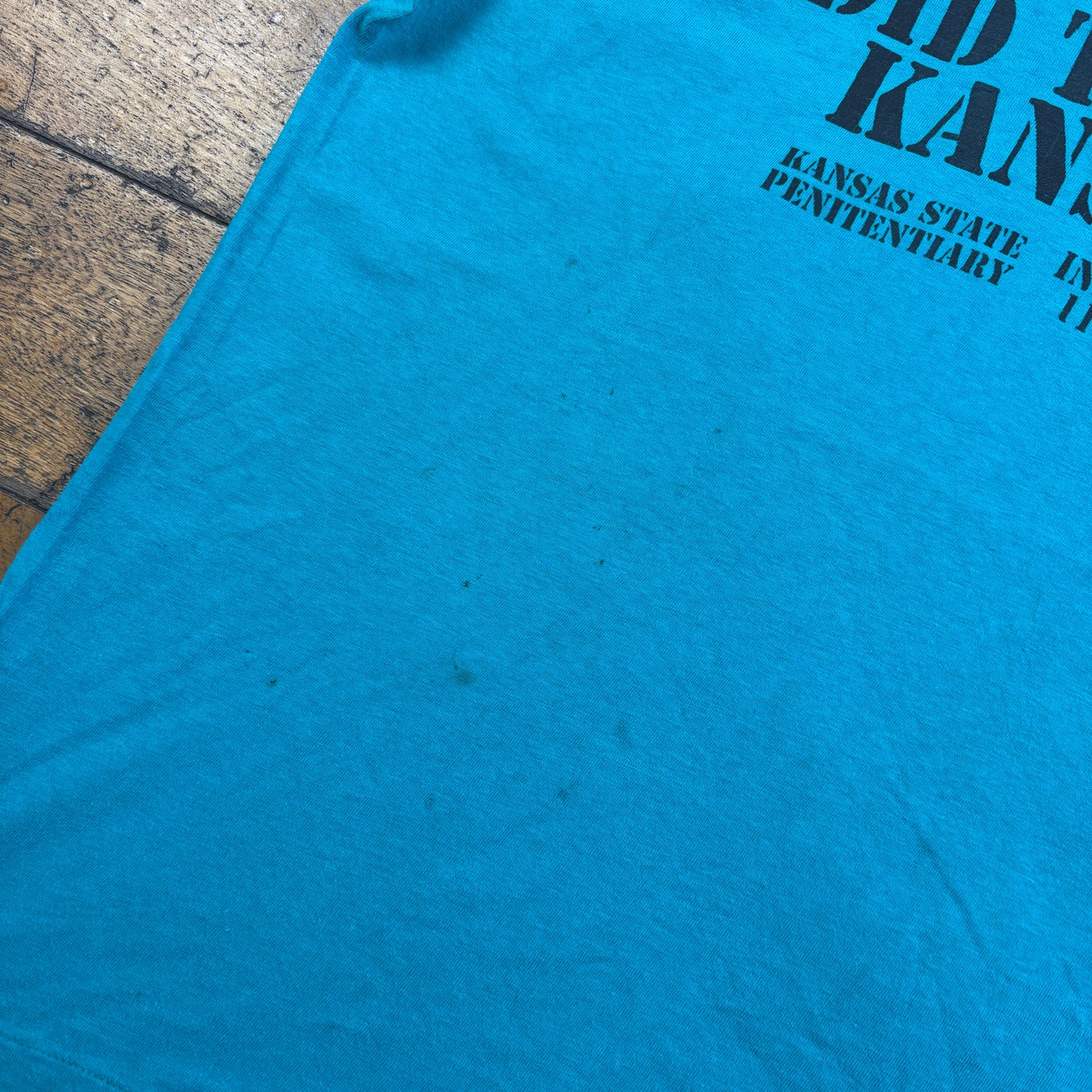 Vintage 90s Funny Kansas Prison Blue Single Stitch Graphic T-Shirt - S