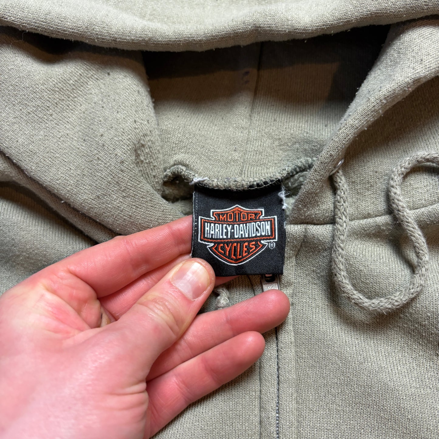 Vintage Harley Davidson Green Hoodie Sweatshirt - M