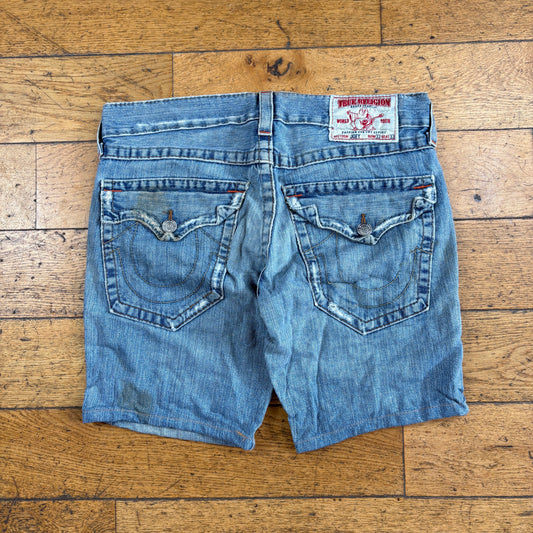 Vintage True Religion Blue Embroidered Y2K Shorts Jorts - 36