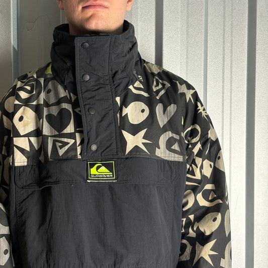 Vintage Quiksilver Black Ski Snow Surfwear Jacket Coat - L