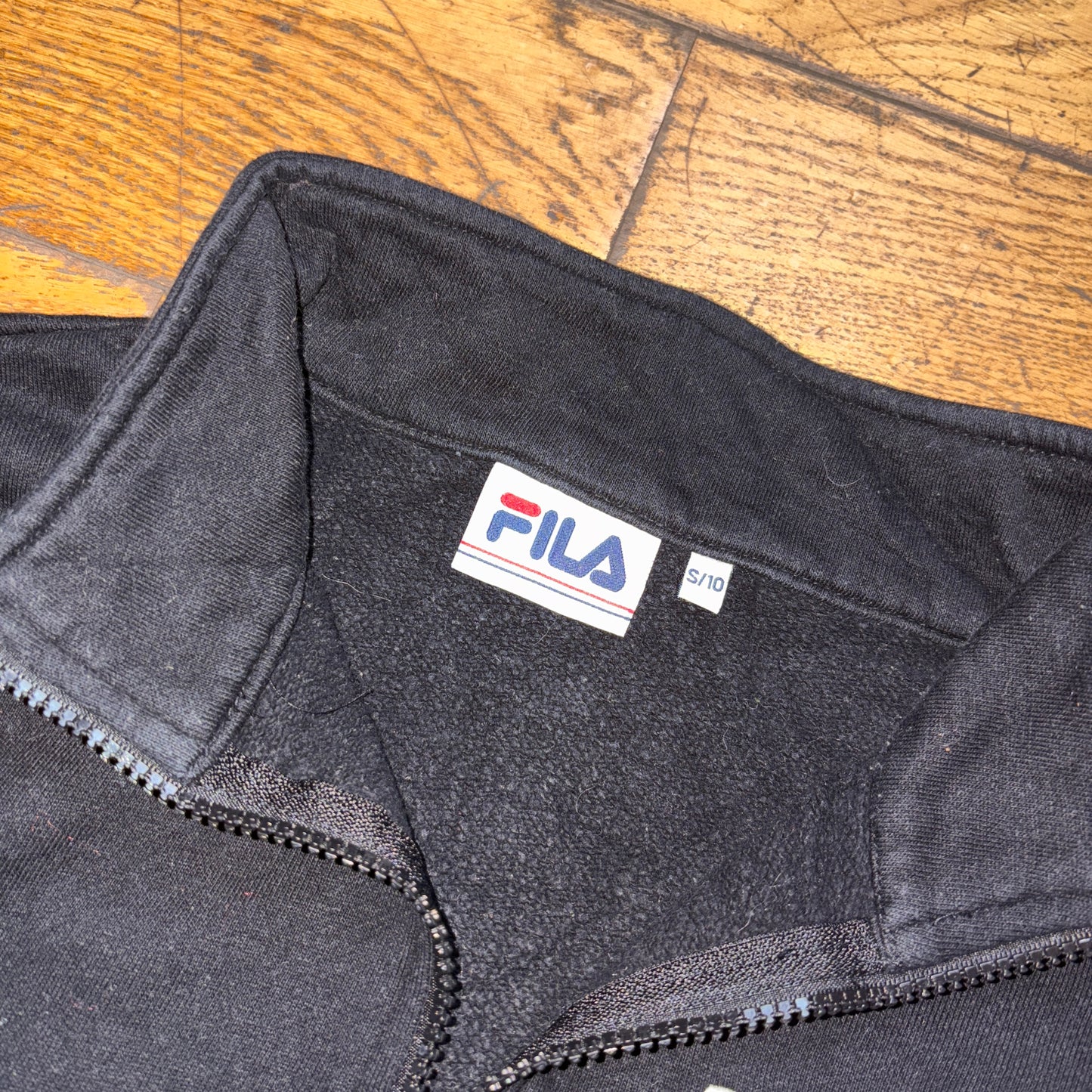 Vintage Fila. Black Quarter Zip Sweatshirt - S