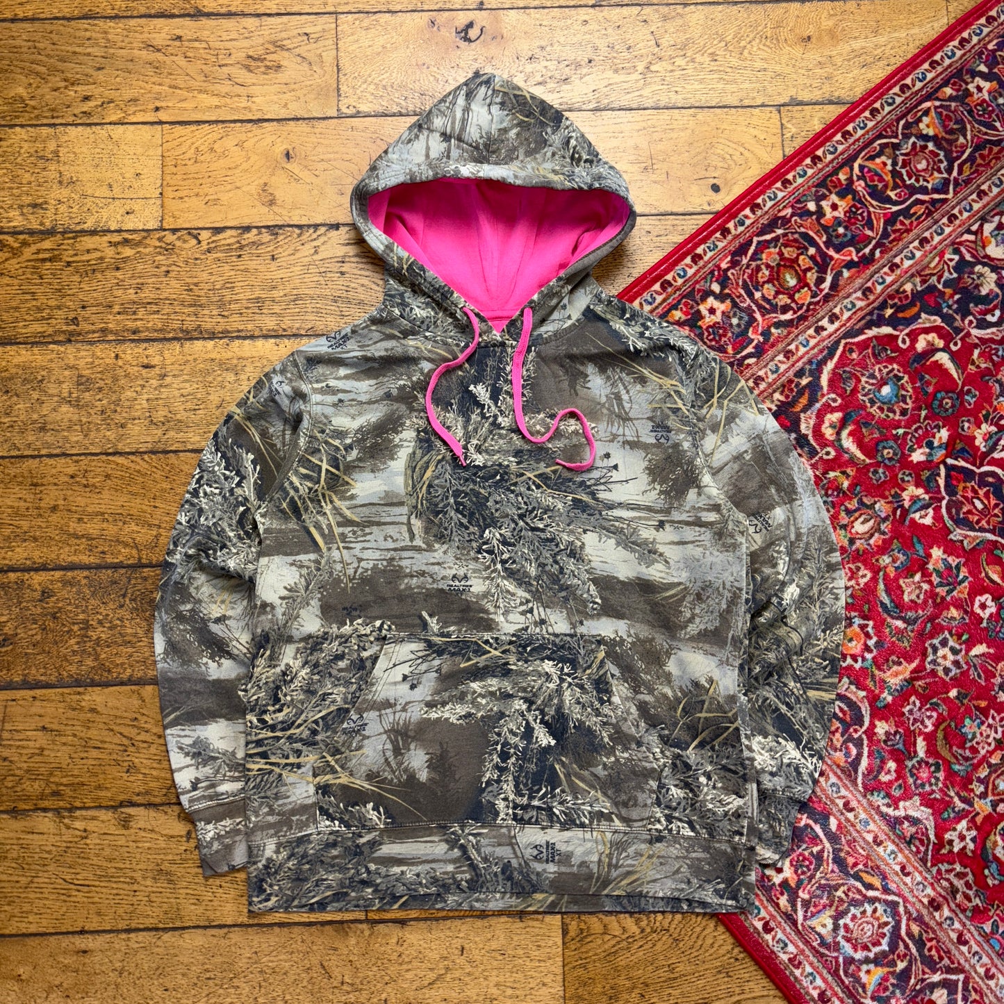 Vintage Realtree Womens Camo Green Hoodie Sweatshirt - L
