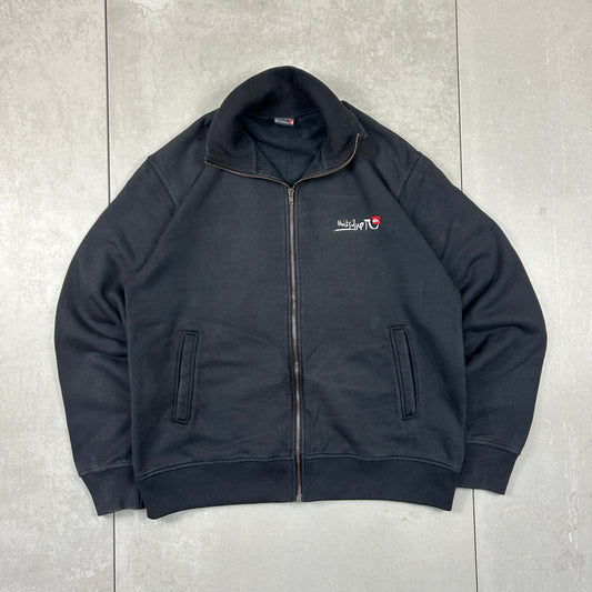 Vintage 00s Quiksilver Embroidered Full Zip Black Sweatshirt - L