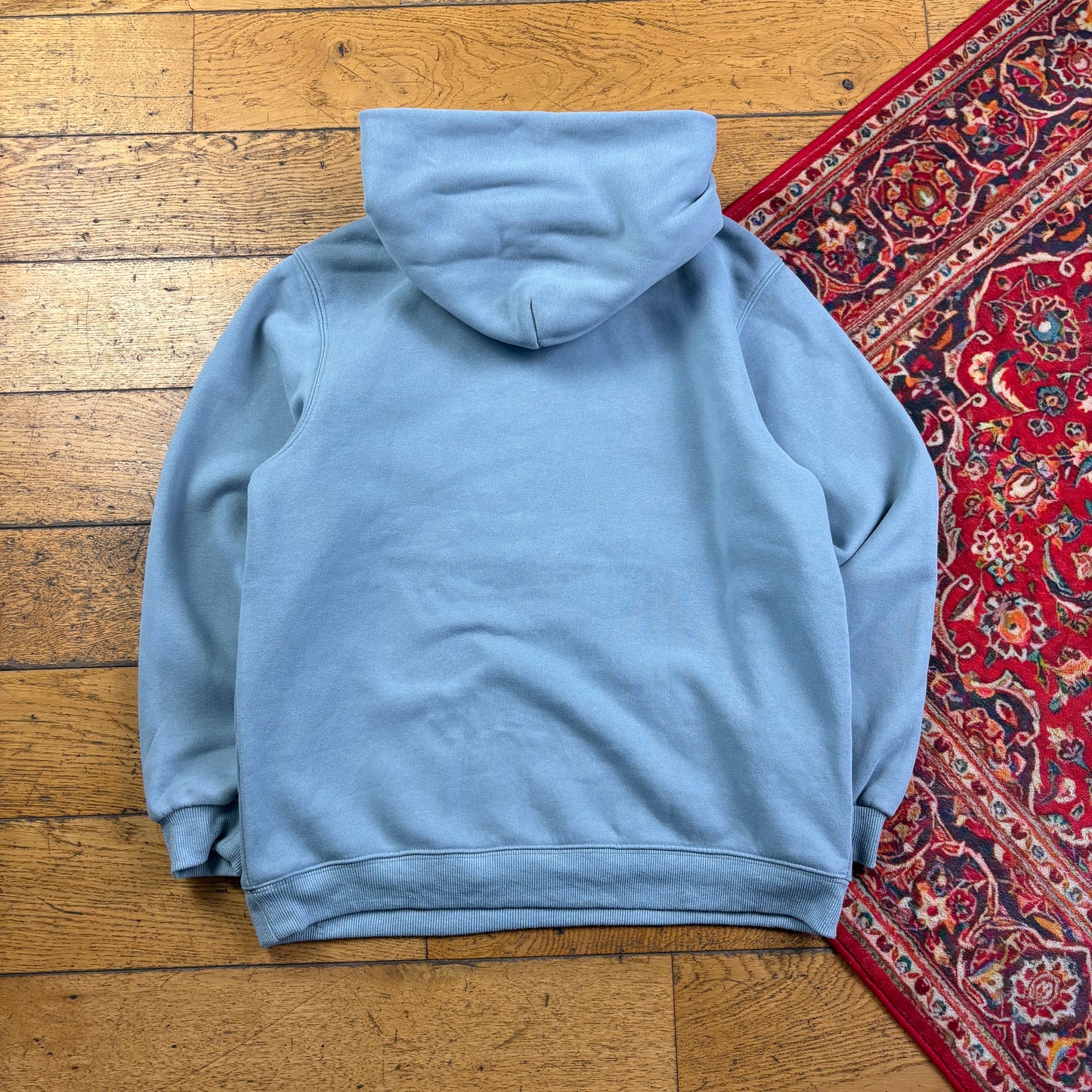 Vintage Nike Blue Centre Swoosh Boxy Blue Hoodie Embroidered Sweatshirt - M