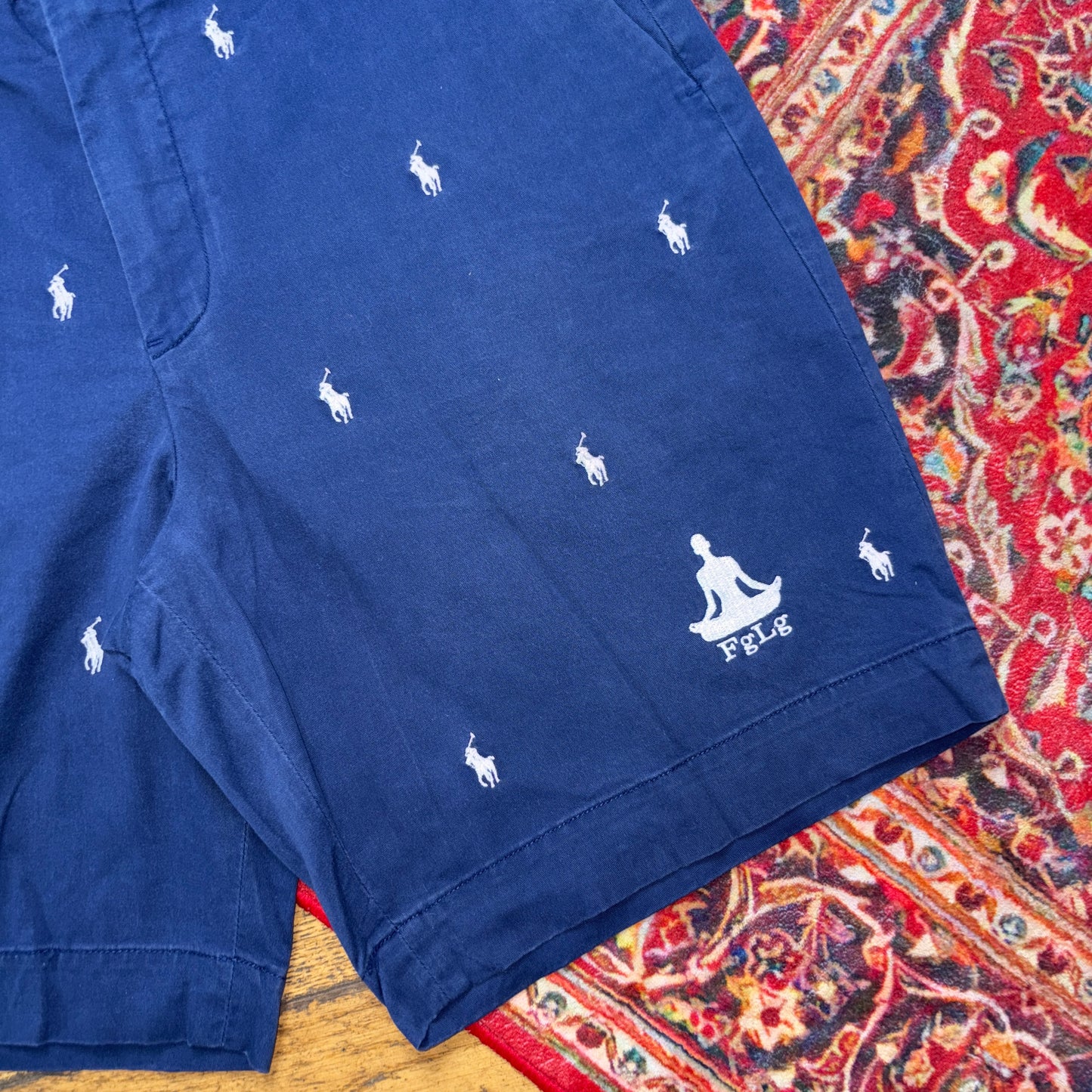 Vintage Ralph Lauren Embroidered Y2K Navy Blue Baggy Shorts Jorts - 34