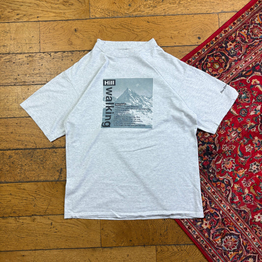 Vintage Hill Walking Gorpcore Grey Graphic T-Shirt - S