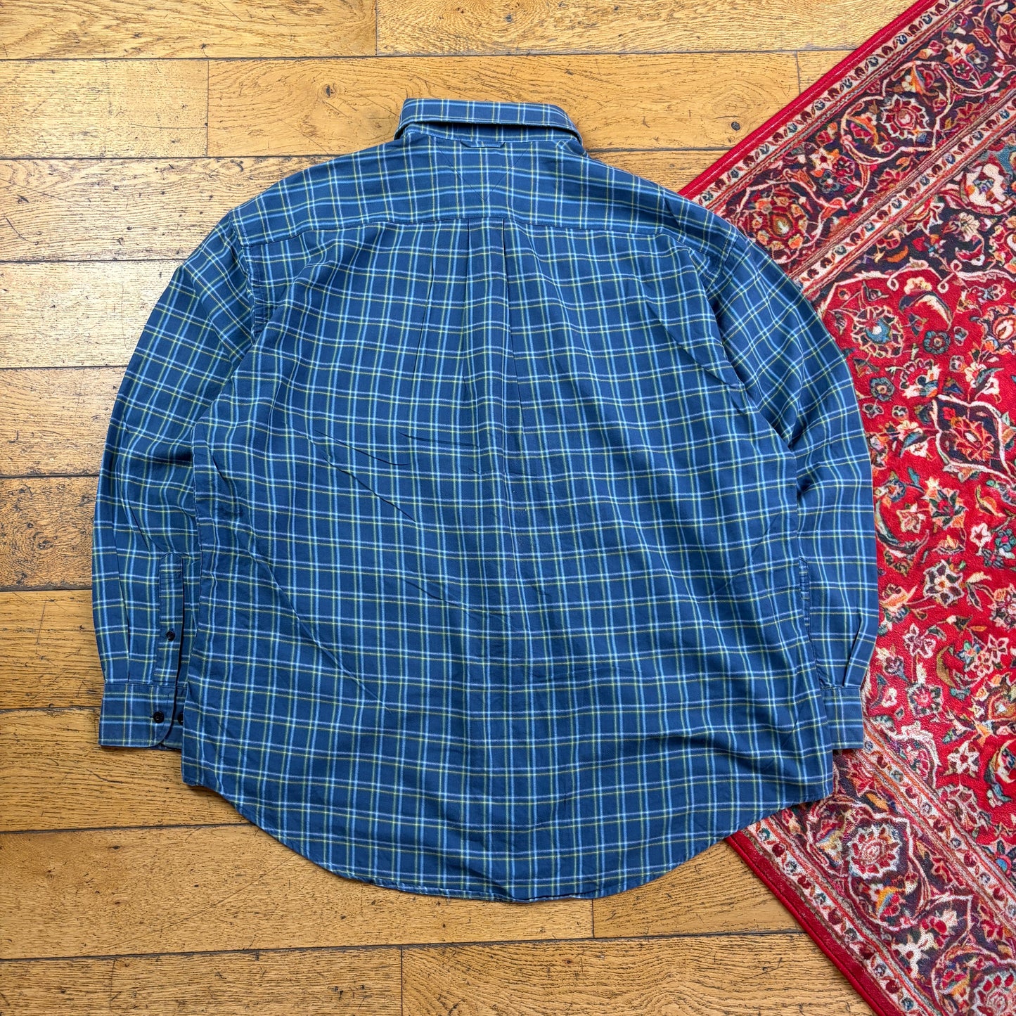 Vintage Tommy Hilfiger Blue Check Embroidered Shirt - 2XL