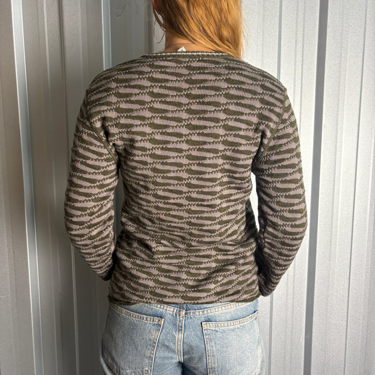 Vintage Armani Brown Pattern Womens Knit Jumper - M