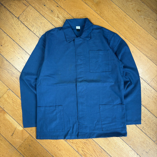 Vintage French Chore Workwear Jacket Blue Overcoat - M