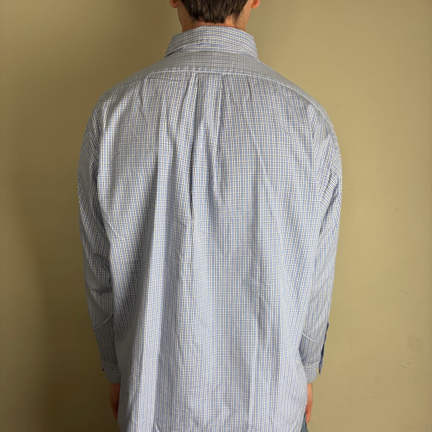 Vintage Ralph Lauren Blue Check Plaid Embroidered Shirt - 2XL