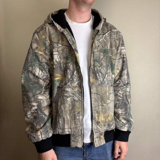 Vintage GH Bass Realtree Camo Hunting Workwear Active Hoodie Jacket - XL