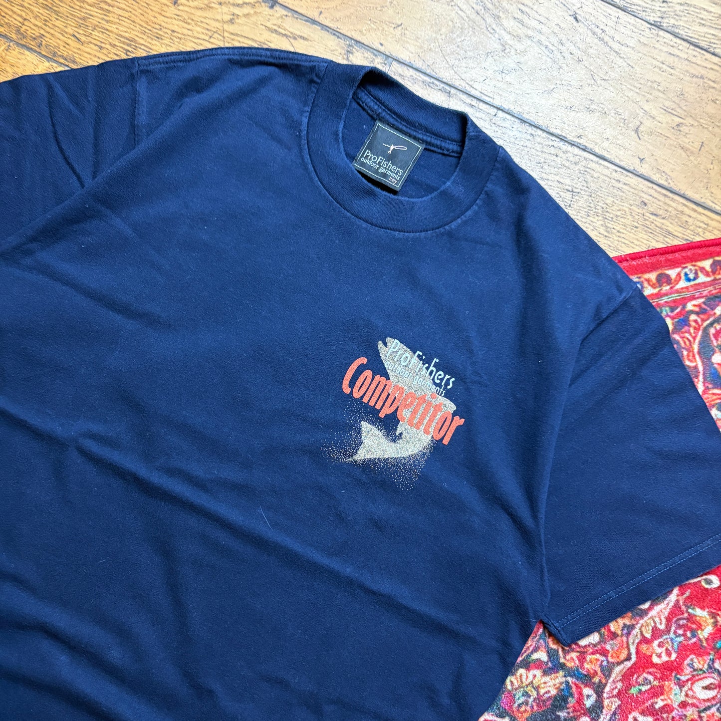 Vintage 90s Fishing Navy Single Stitch Graphic T-Shirt - S