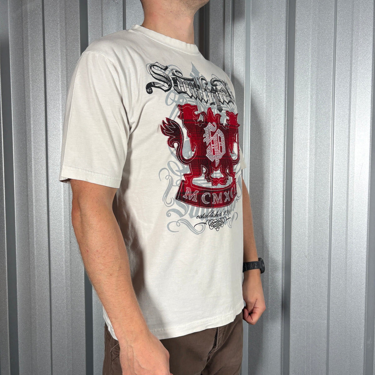 Southpole White Embroidered T Shirt - M