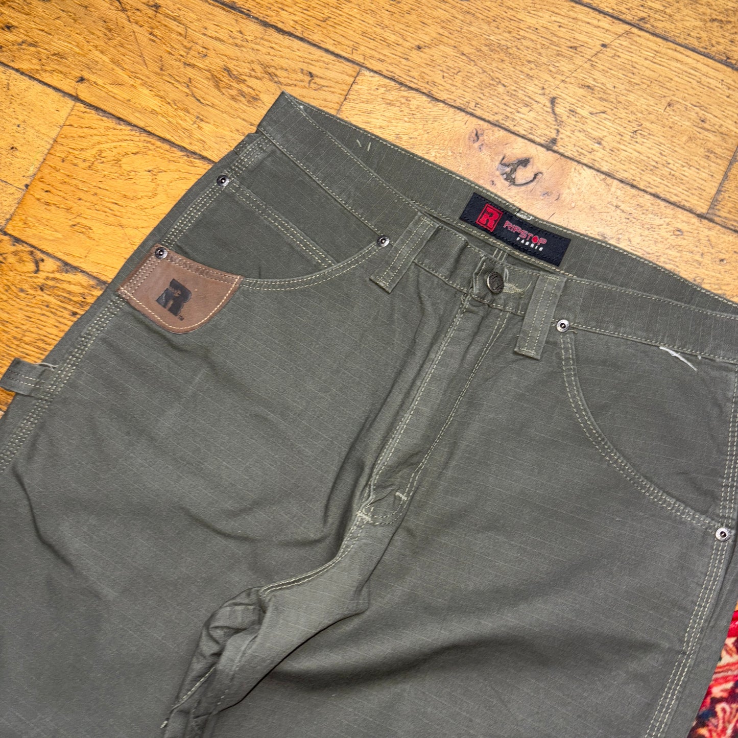 Vintage Wrangler Green Grey Carpenter Workwear Baggy Trousers - 33R