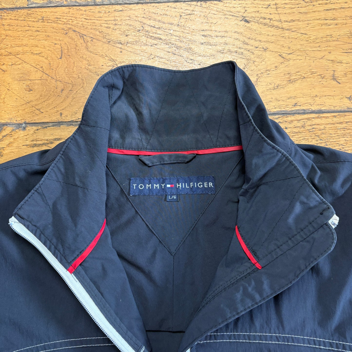 Vintage Tommy Hilfiger Black Contrast Stitch Lightweight Jacket - L