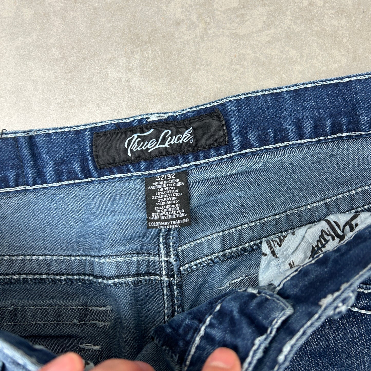 Vintage Embroidered Hip Hop Straight Blue Jeans - 33