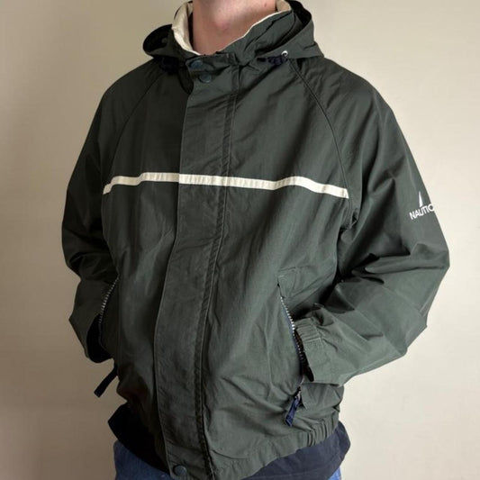 Vintage Nautica Green Waterproof Sailing Jacket - M