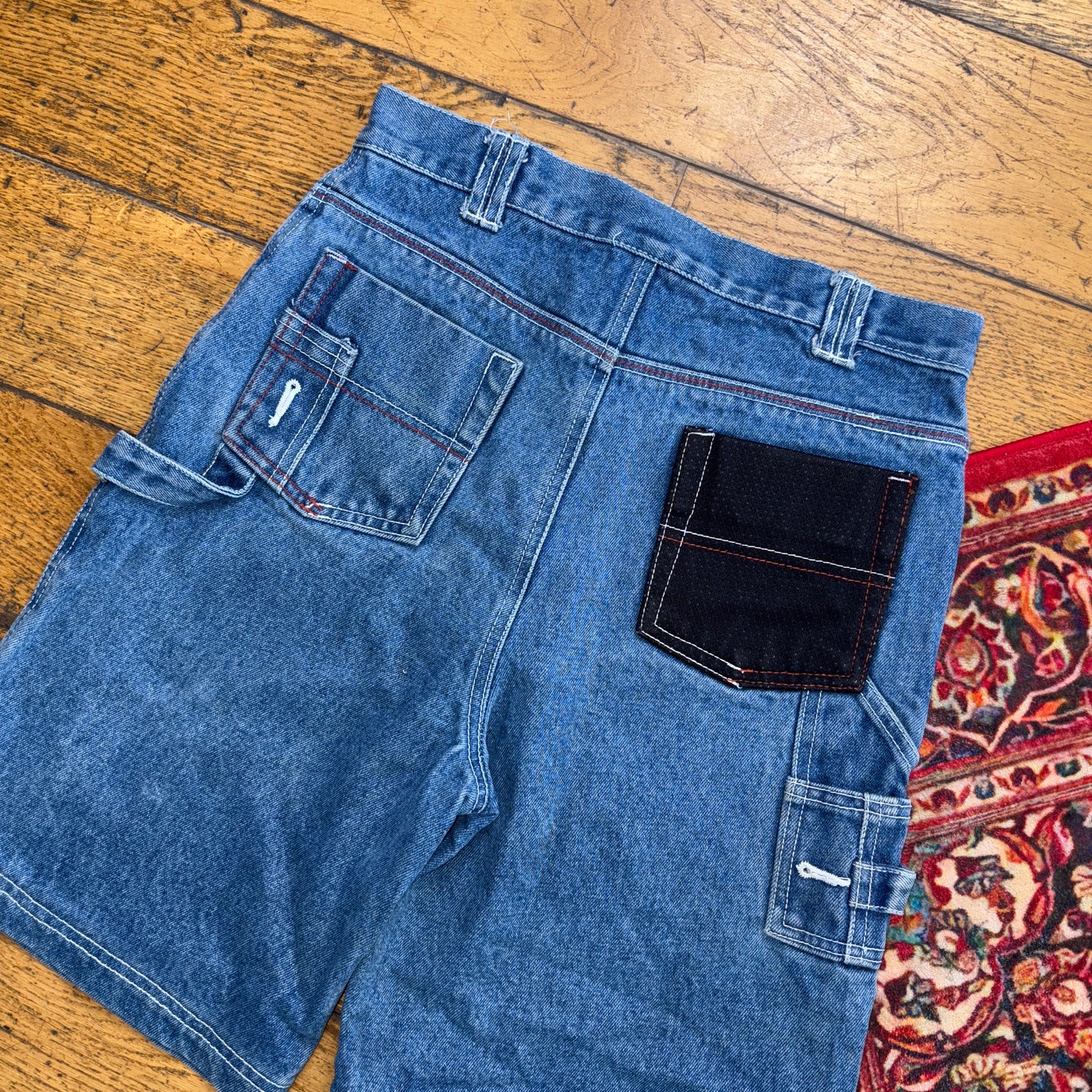 Vintage NY55 Embroidered Hip Hop Baggy Blue Shorts Jorts - 28