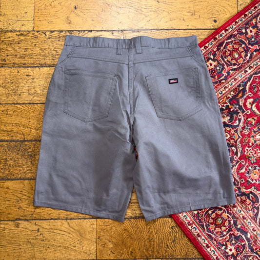 Vintage Dickies Workwear Carpenter Grey Baggy Shorts - 36