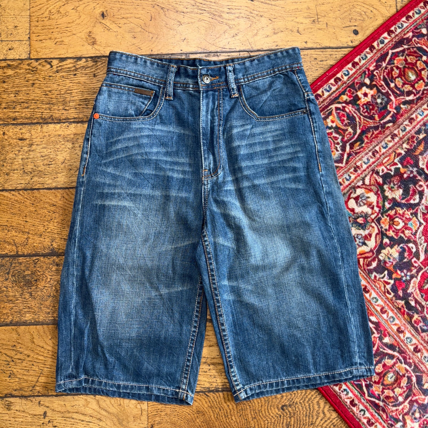 Vintage Sir Benni Miles Blue Y2K Hip Hop Baggy Jeans Shorts Jorts - 30
