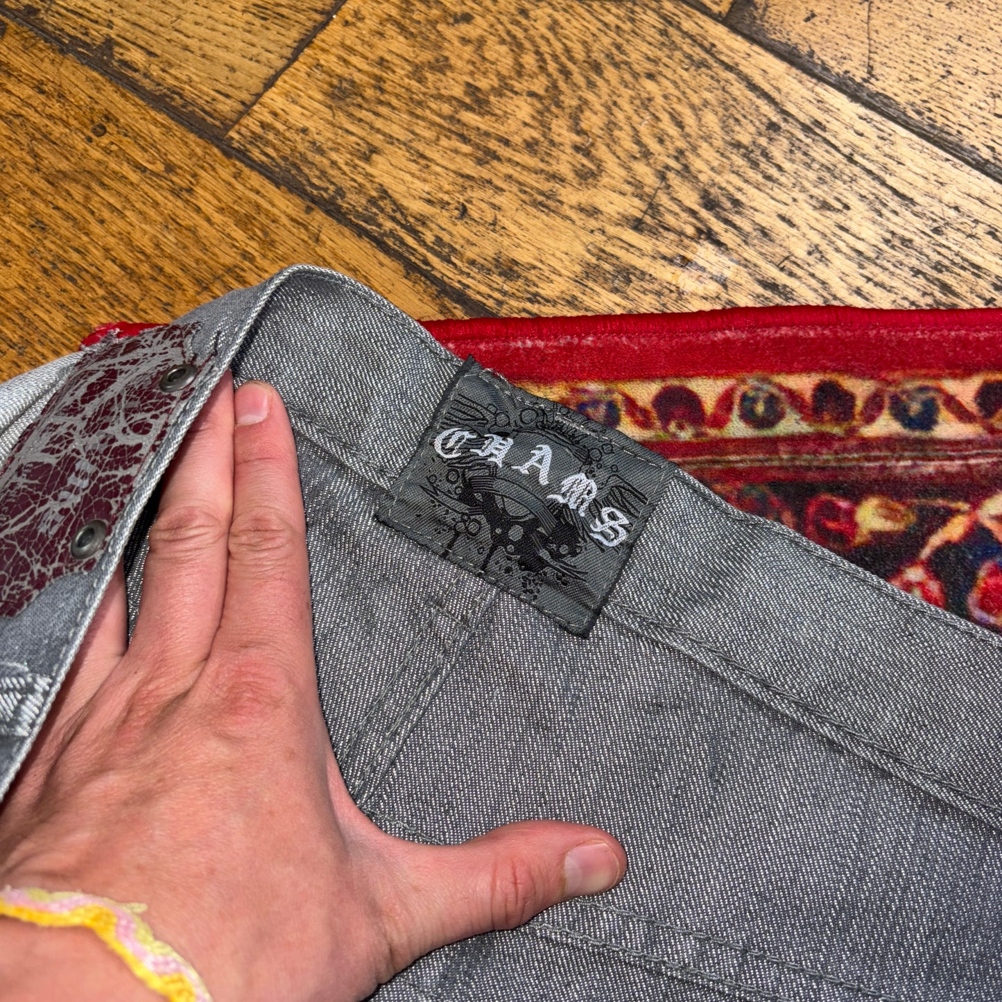 Vintage Chams Grey Embroidered Y2K Hip Hop Baggy Jeans Shorts Jorts - 40