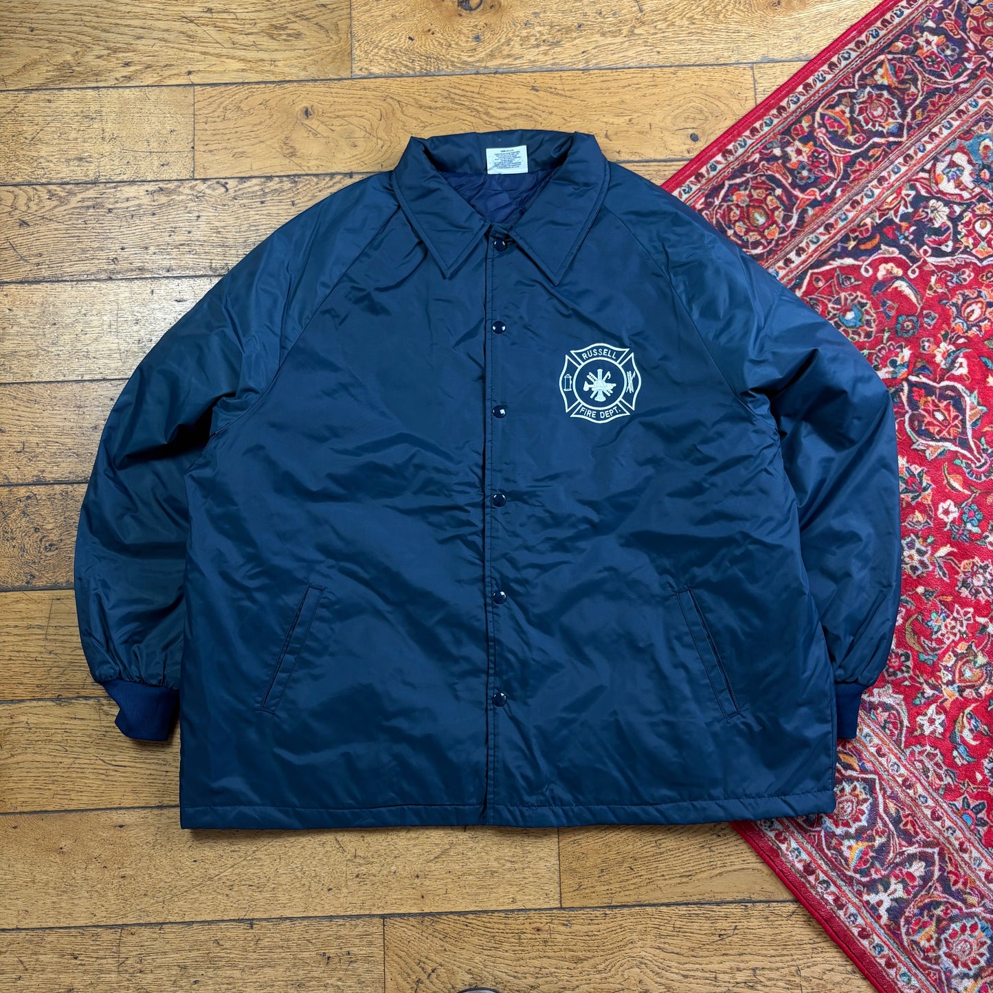 Vintage Black Fire Dept Nylon Coach Harrington Jacket - XXL