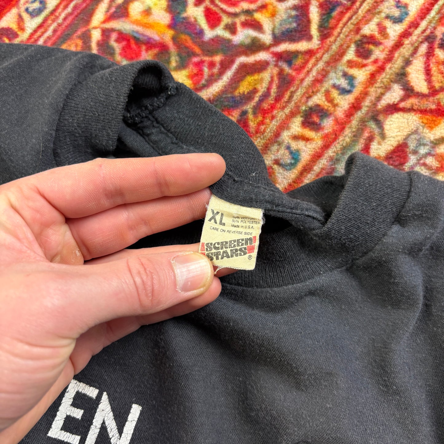 Vintage 90s Funny Black Vest Single Stitch Graphic T-Shirt - S