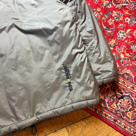 Vintage Energie Embroidered Khaki Puffer Jacket Pullover - M