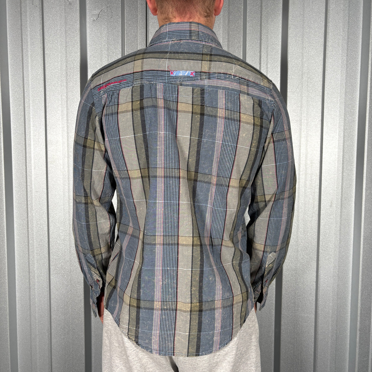 Oakley Blue Grey Check Stripe Plaid Shirt - S
