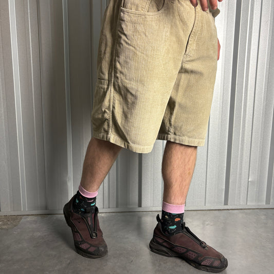 Vintage Quiksilver Cream Corduroy Y2K Surfwear Baggy Shorts Jorts - 38