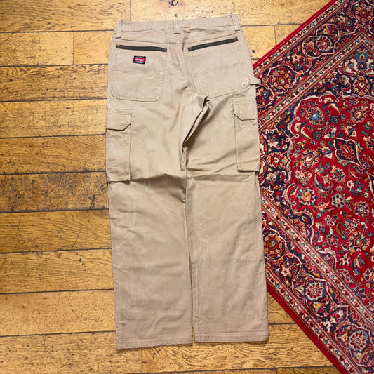Vintage Wrangler Brown Cream Carpenter Workwear Baggy Trousers - 34R