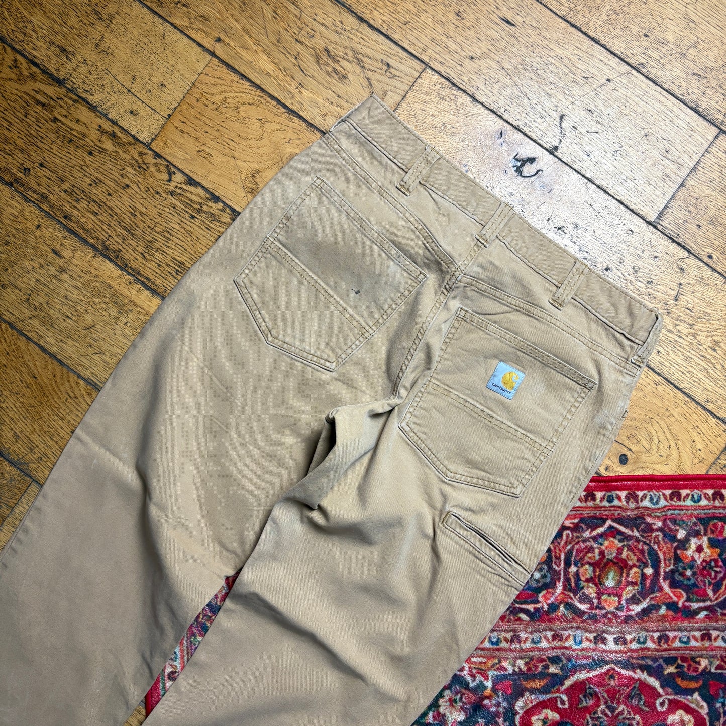 Vintage Carhartt Workwear Carpenter Cream Baggy Trousers - 33S