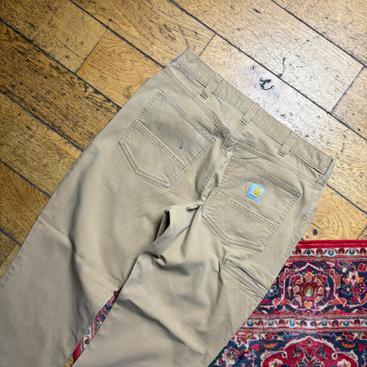 Vintage Carhartt Workwear Carpenter Cream Baggy Trousers - 33S